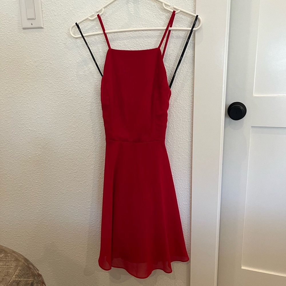 Lulus Letter of Love Backless Skater Dress Red NWT